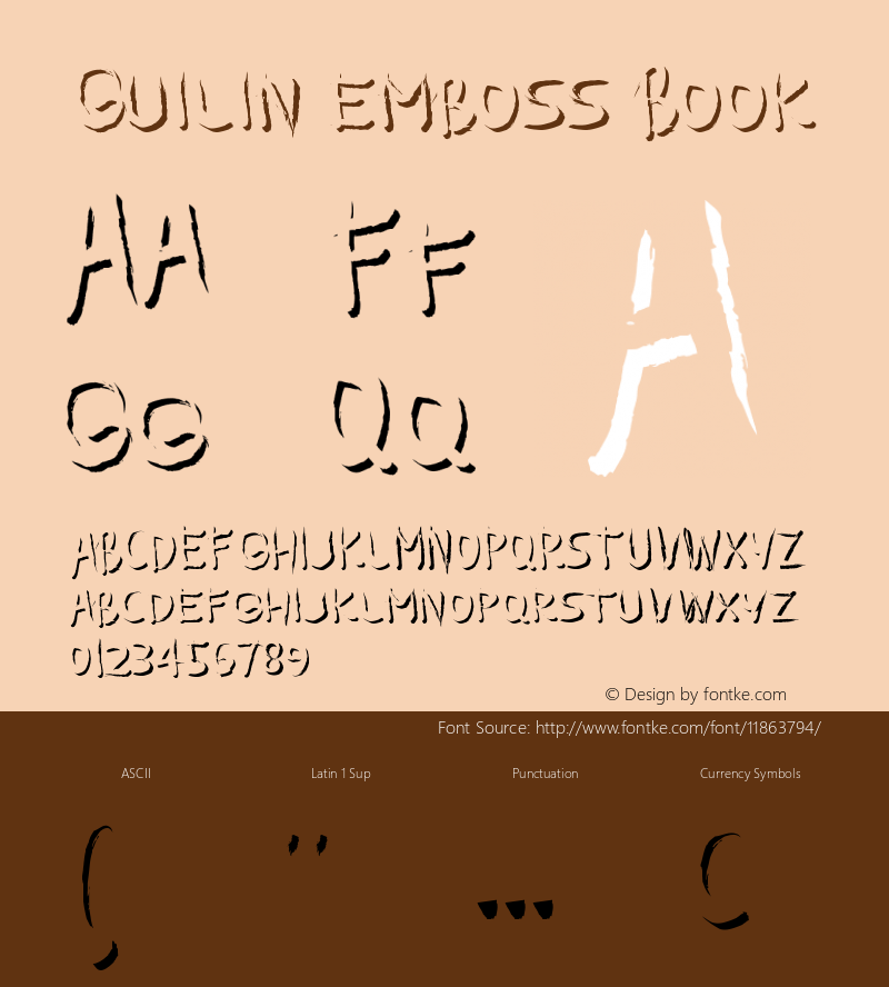 Guilin emboss Book Version 1.000 Font Sample
