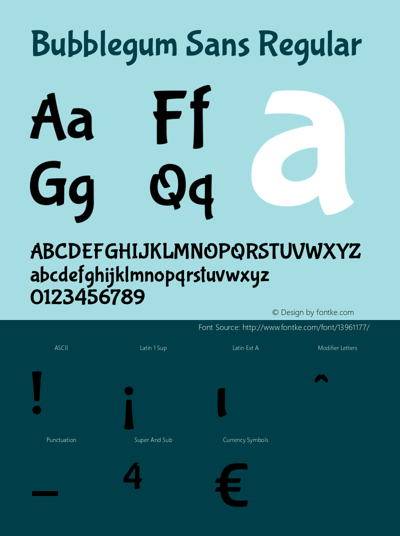 Bubblegum Sans Regular Version 1.001 Font Sample