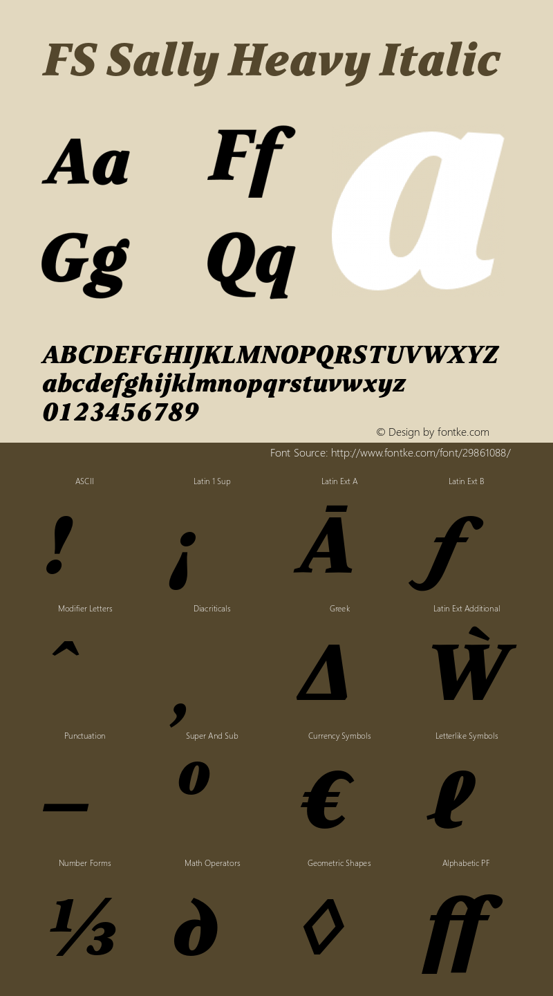 FS Sally Heavy Italic Version 1.000 Font Sample