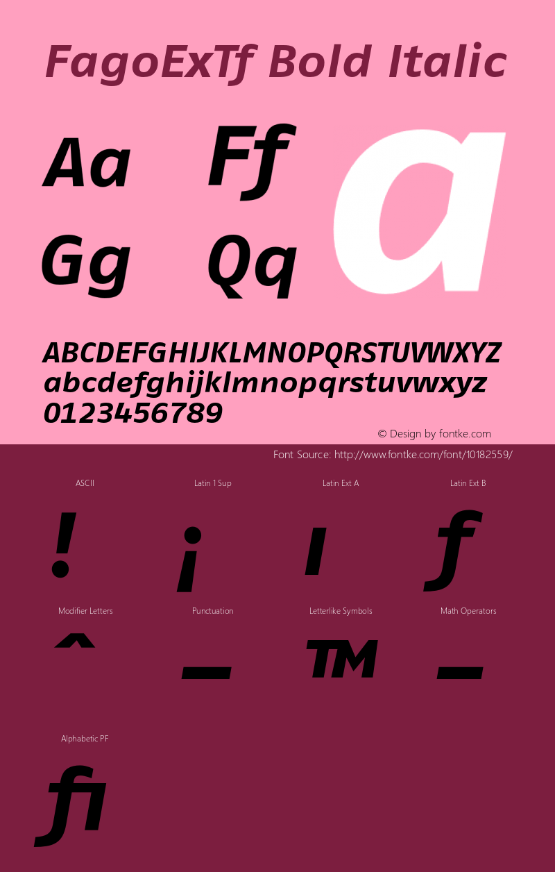 FagoExTf Bold Italic 001.000 Font Sample