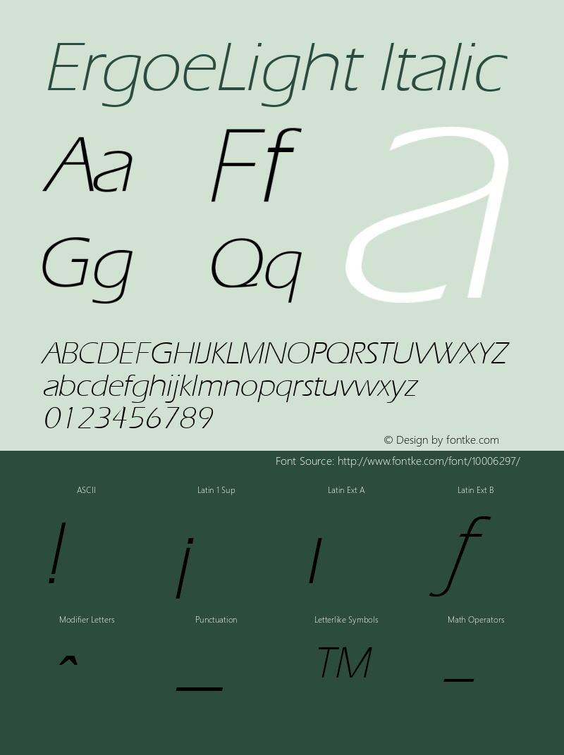 ErgoeLight Italic WSI:  11/27/92 Font Sample