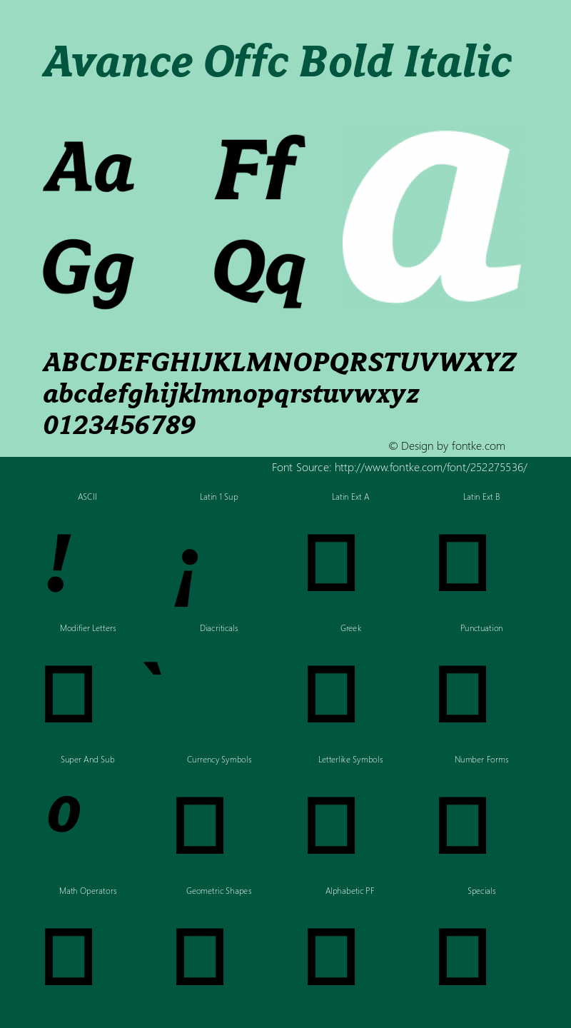 Avance Offc Bold Italic Version 7.504; 2010; Build 1021图片样张