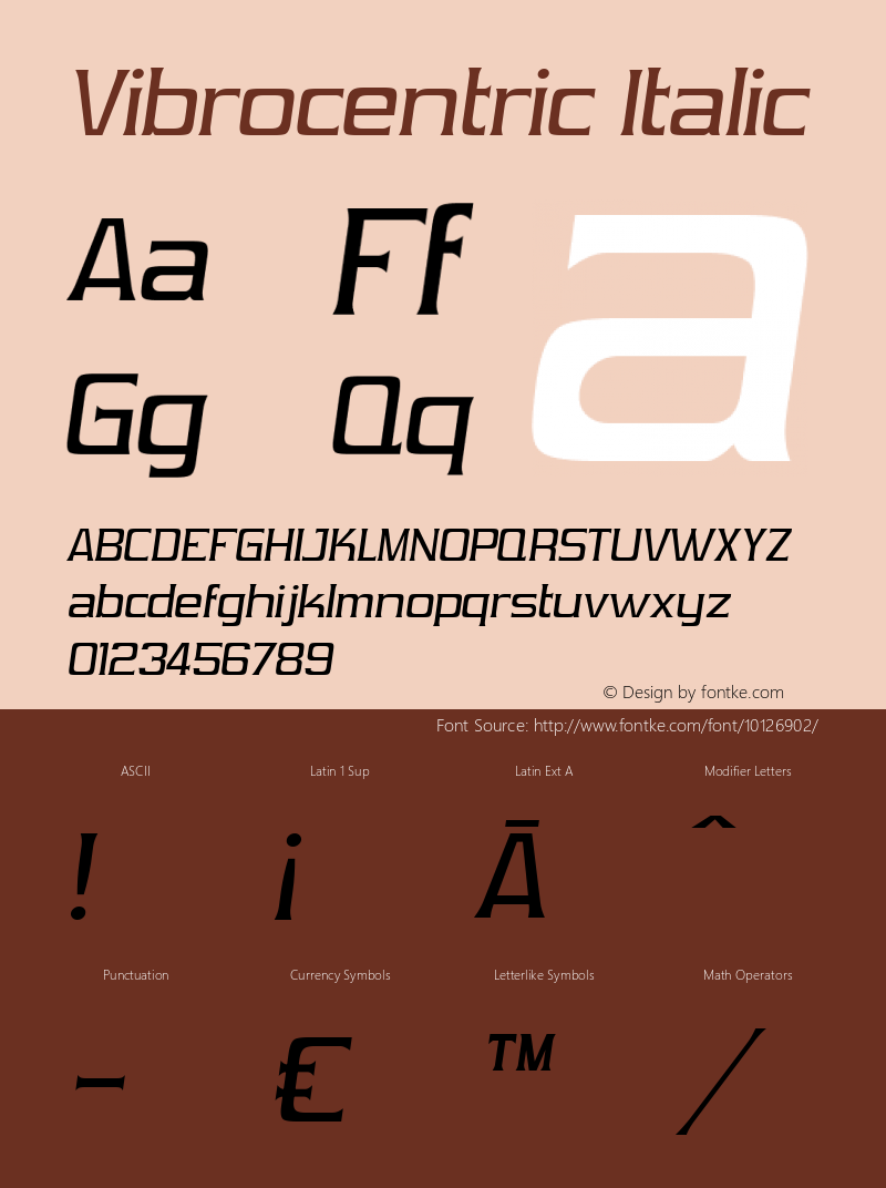 Vibrocentric Italic Version 2.100 2004 Font Sample