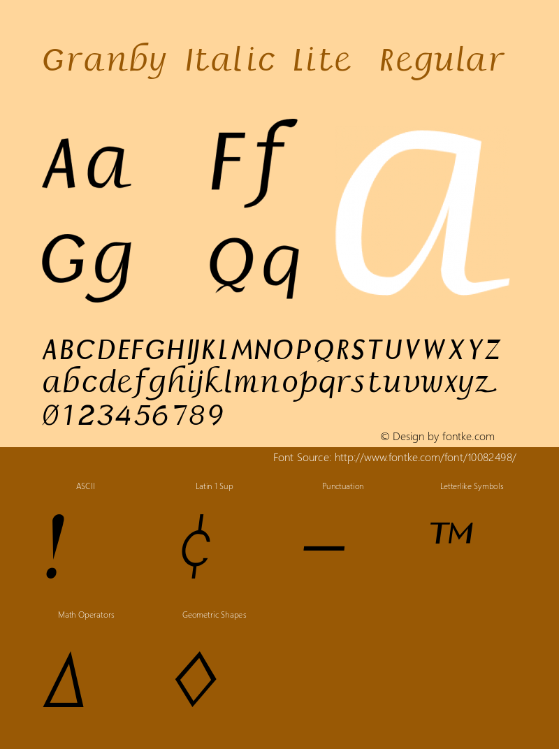 Granby Italic Lite Regular Unknown Font Sample