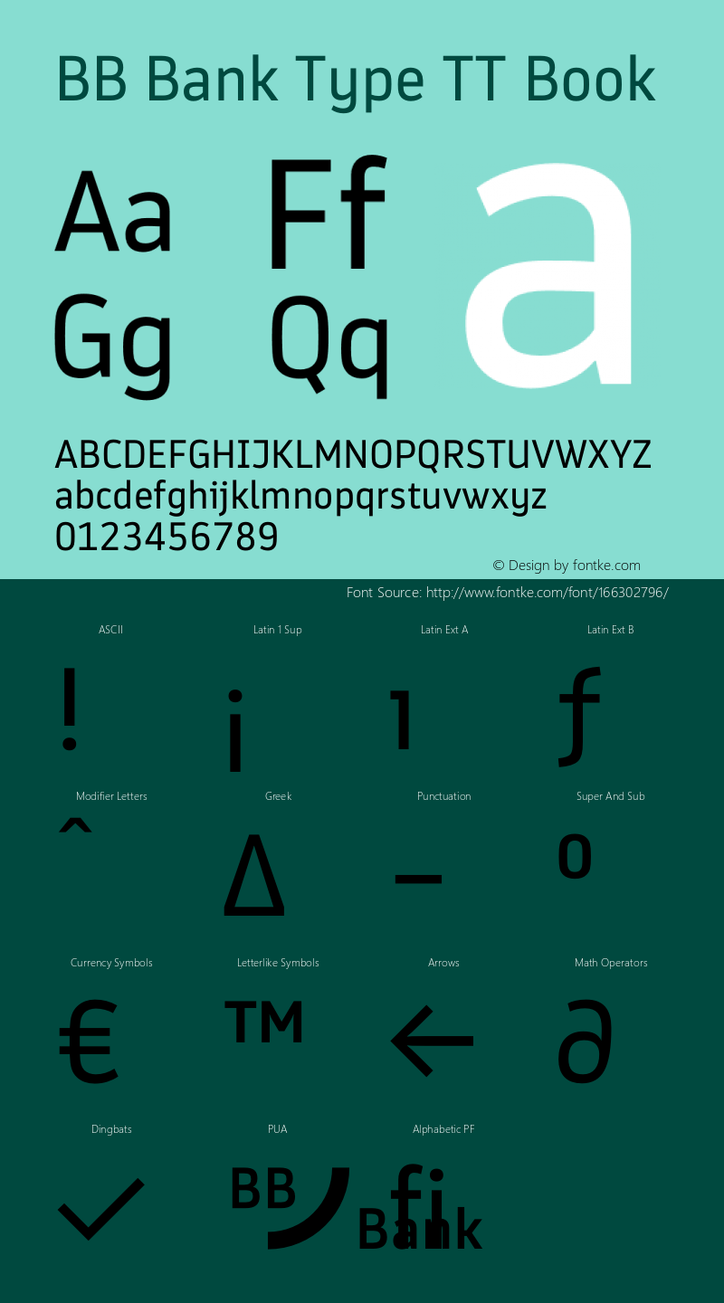 BB Bank Type TT 1.017 Font Sample