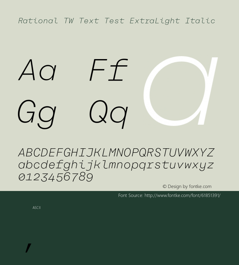 Rational TW Text Test ExtraLight Italic Version 1.000;PS 001.000;hotconv 1.0.88;makeotf.lib2.5.64775 Font Sample