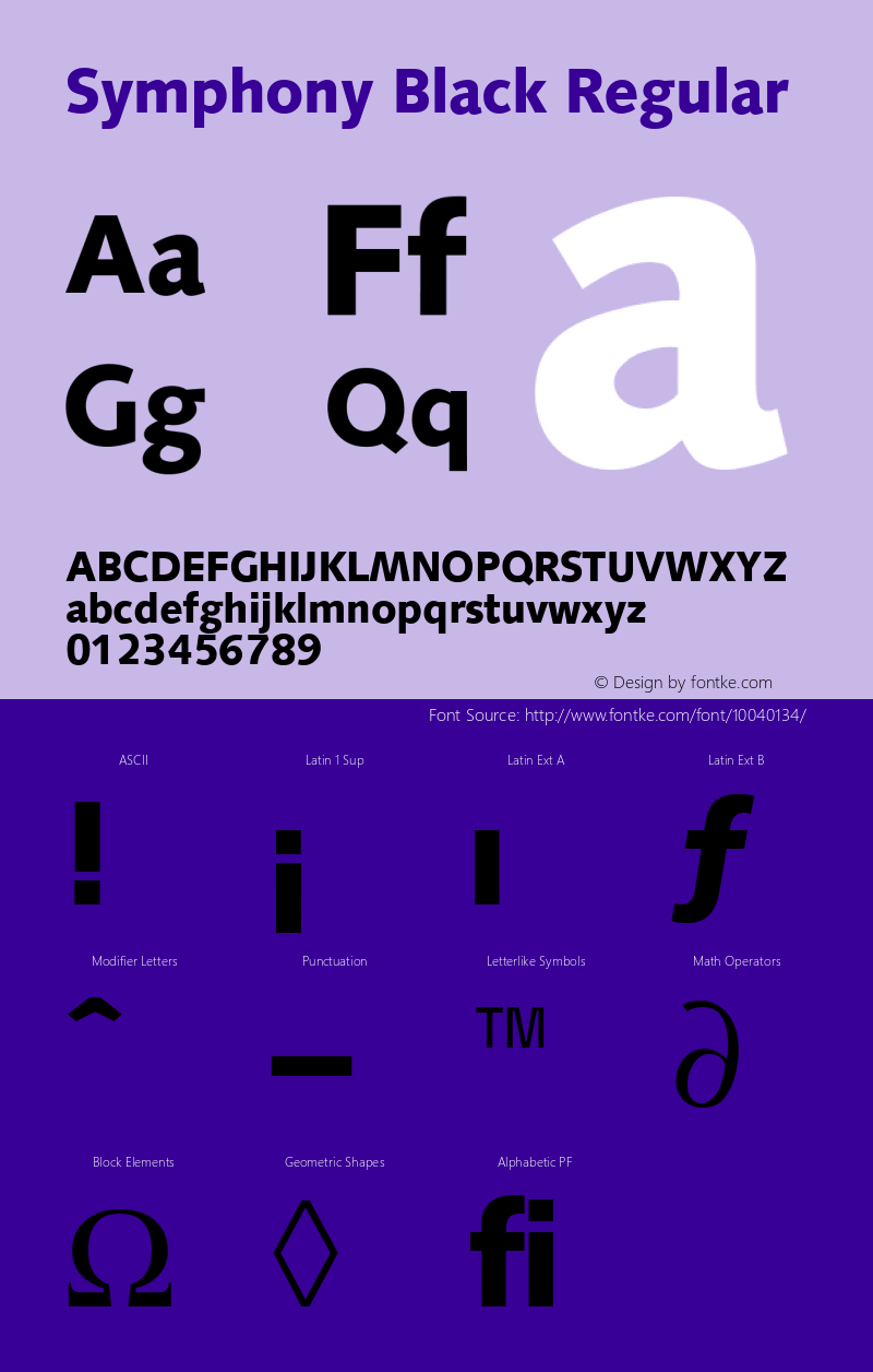 Symphony Black Regular Version 1.00 Font Sample