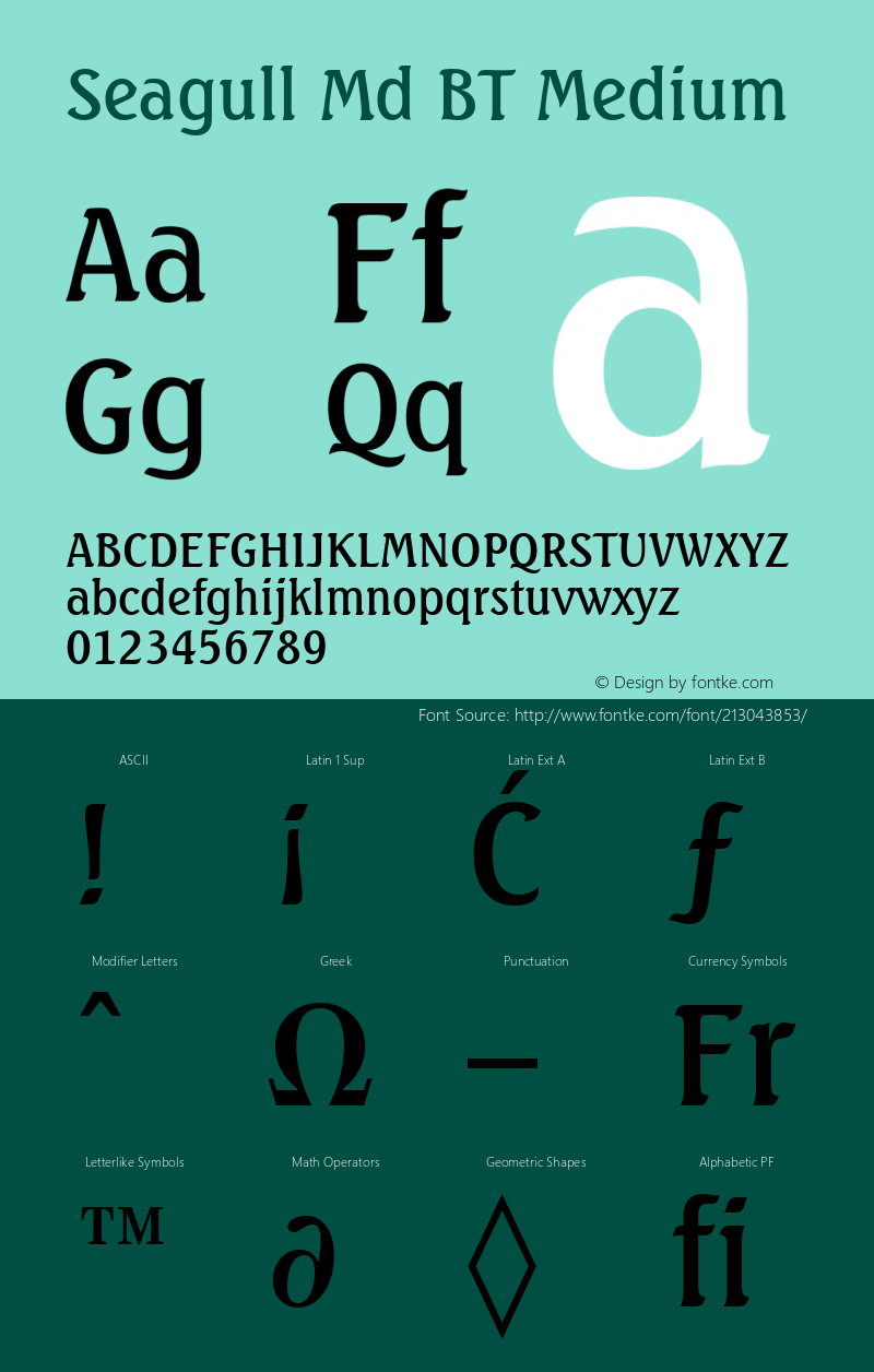 Seagull Md BT Medium Version 1.01 emb4-OT图片样张