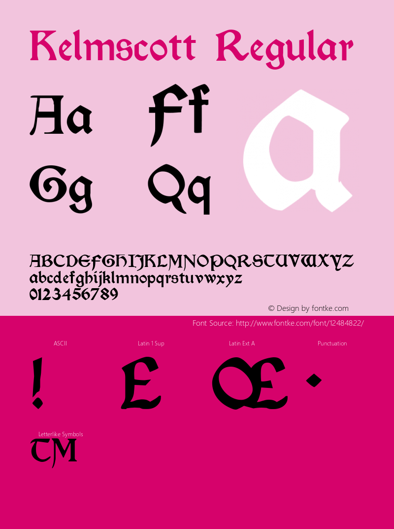 Kelmscott Regular Version 001.000 Font Sample