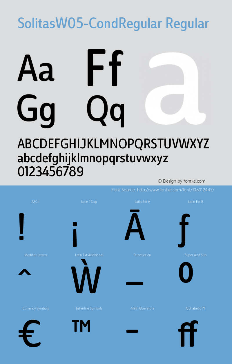 Solitas W05 Cond Regular Version 1.00 Font Sample