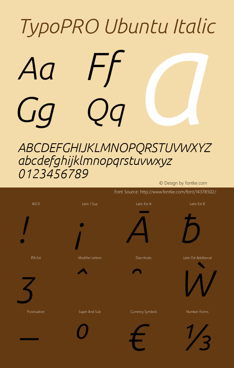 TypoPRO Ubuntu Italic Version 0.80 Font Sample