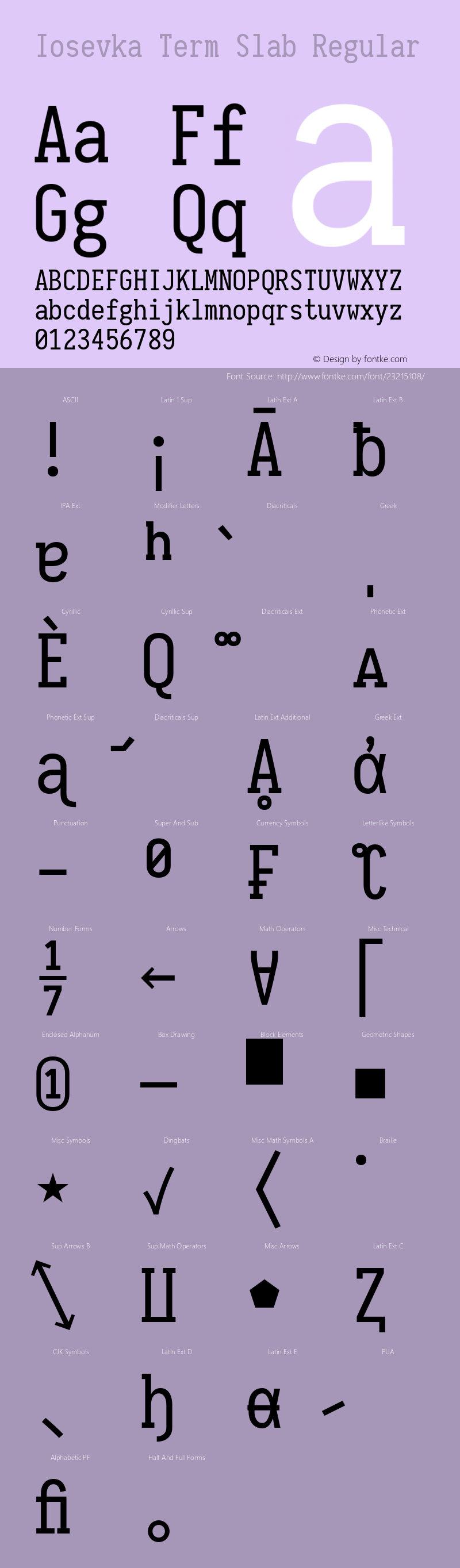 Iosevka Term Slab 1.13.2; ttfautohint (v1.6) Font Sample