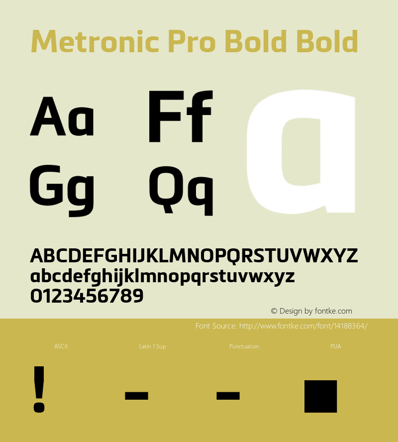 Metronic Pro Bold Bold Version 1.000 Font Sample