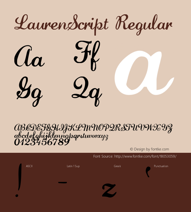 LaurenScript Regular Altsys Fontographer 3.5  10/1/92 Font Sample