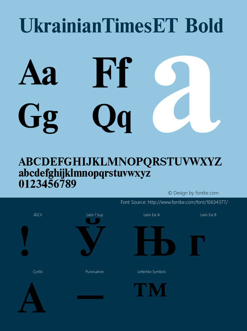 UkrainianTimesET Bold 001.000 Font Sample