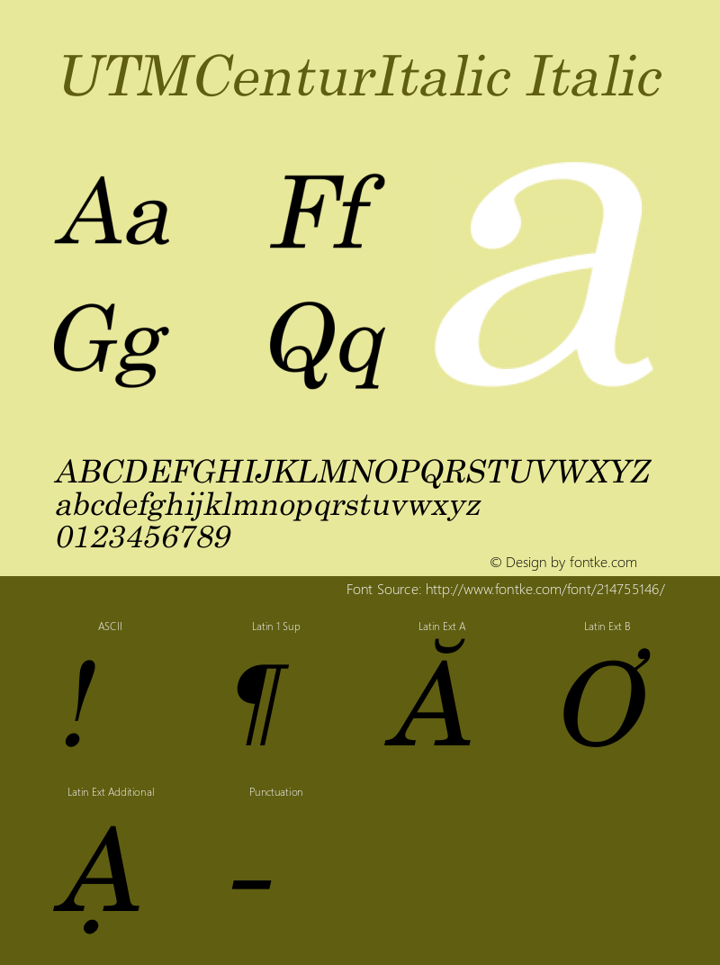 UTM Centur Italic Version 1.00 July 16, 2009, initial release图片样张