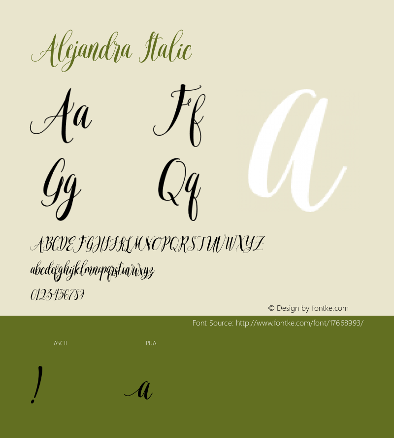 Alejandra Italic 001.000 Font Sample