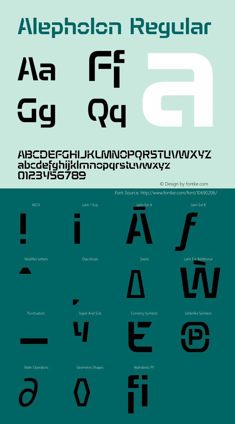 Alepholon Regular Version 1.101 Font Sample