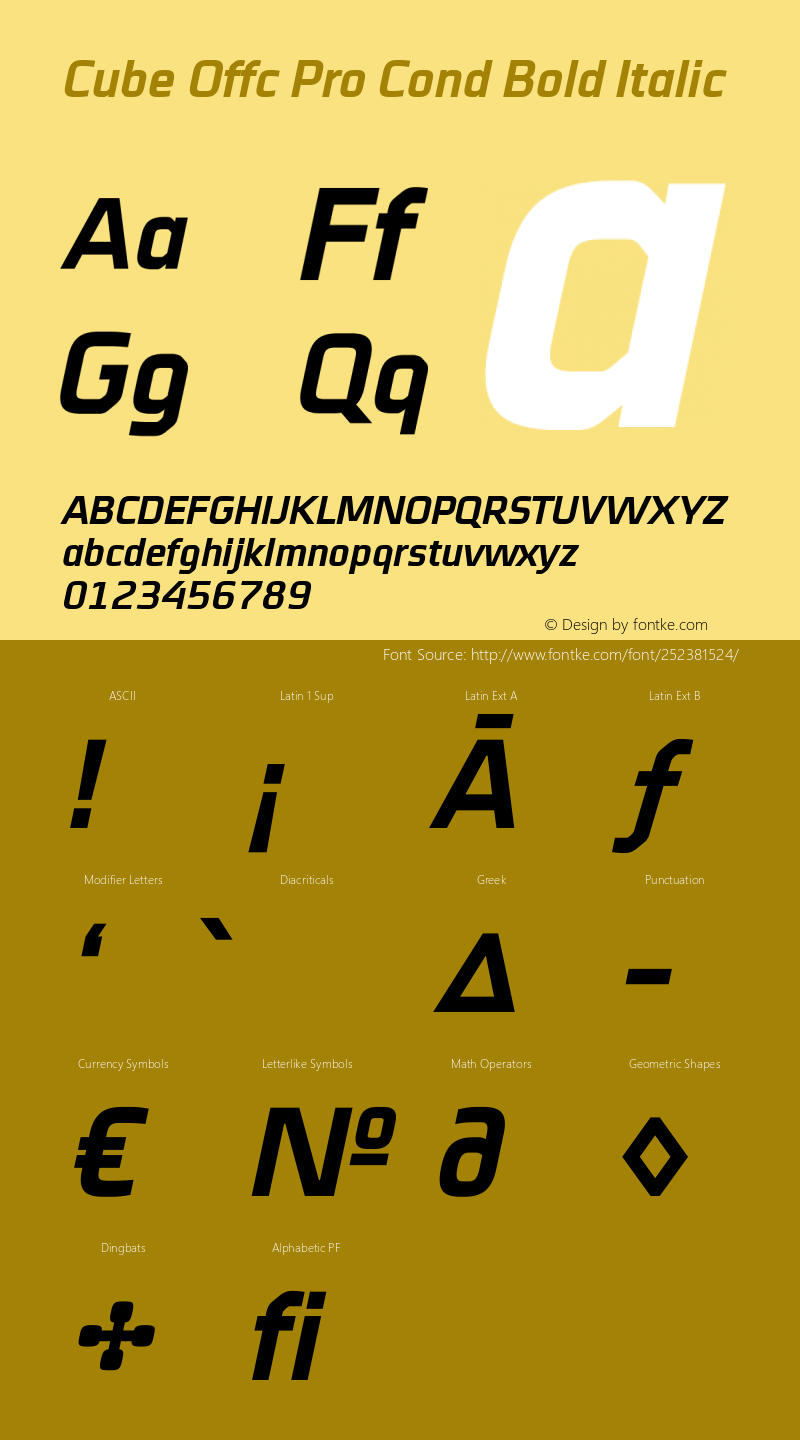 Cube Offc Pro Cond Bold Italic Version 7.504; 2012; Build 1021图片样张