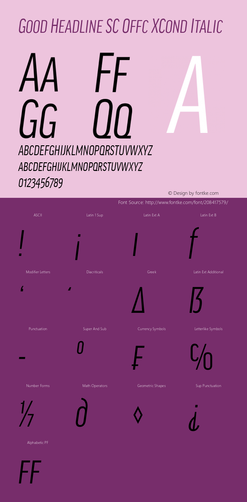 Good Head SC Offc XCond Italic Version 7.504; 2014; Build 1020图片样张