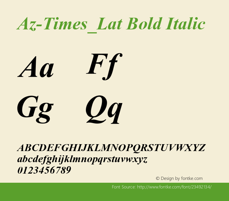Az Times_Lat Bold Italic  Font Sample