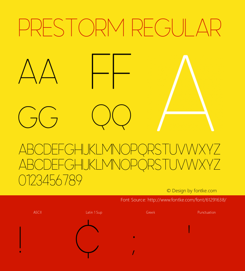 Prestorm Version 1.00;April 20, 2020;FontCreator 11.5.0.2422 64-bit Font Sample