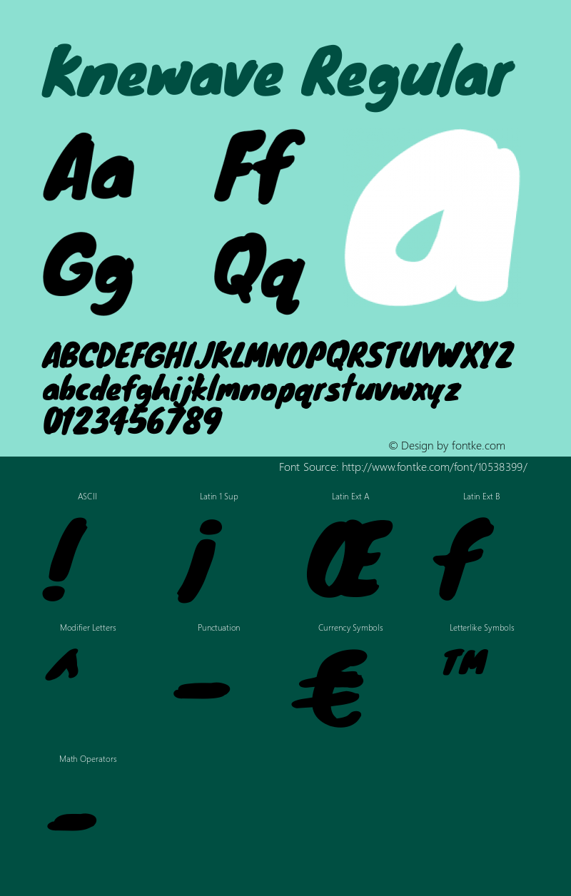 Knewave Regular Version 1.001 Font Sample