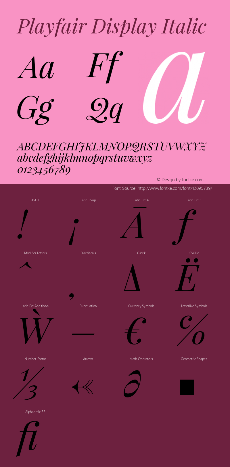 Playfair Display Italic Version 1.004;PS 001.004;hotconv 1.0.70;makeotf.lib2.5.58329 Font Sample