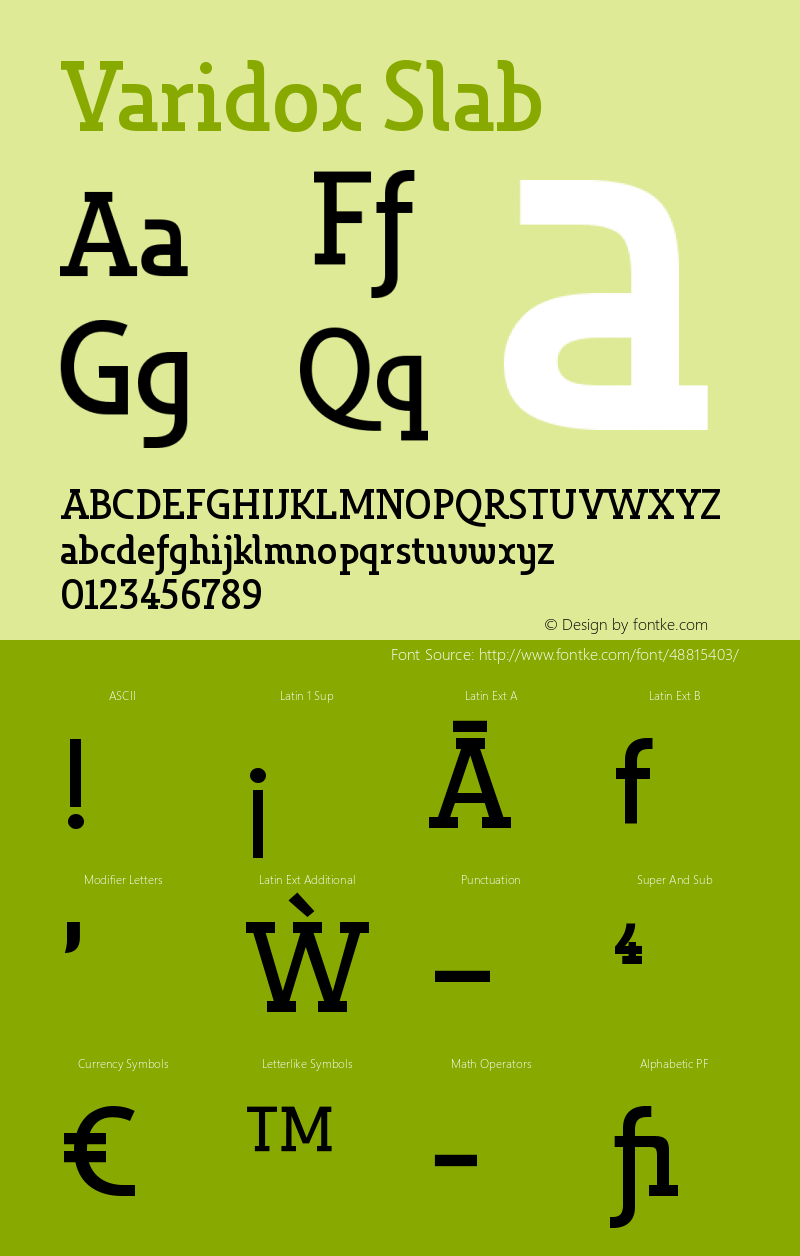 Varidox Slab Version 1.00 Font Sample