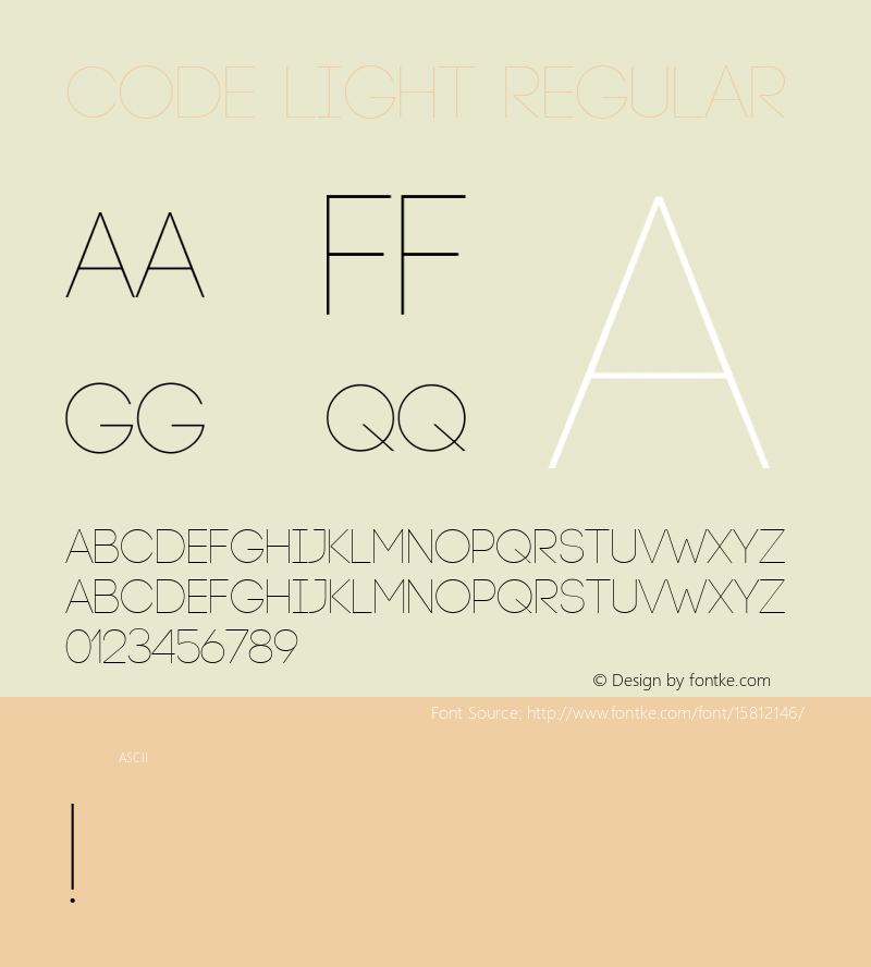 Code Light Regular Version 1.0; ttfautohint (v1.4.1) Font Sample