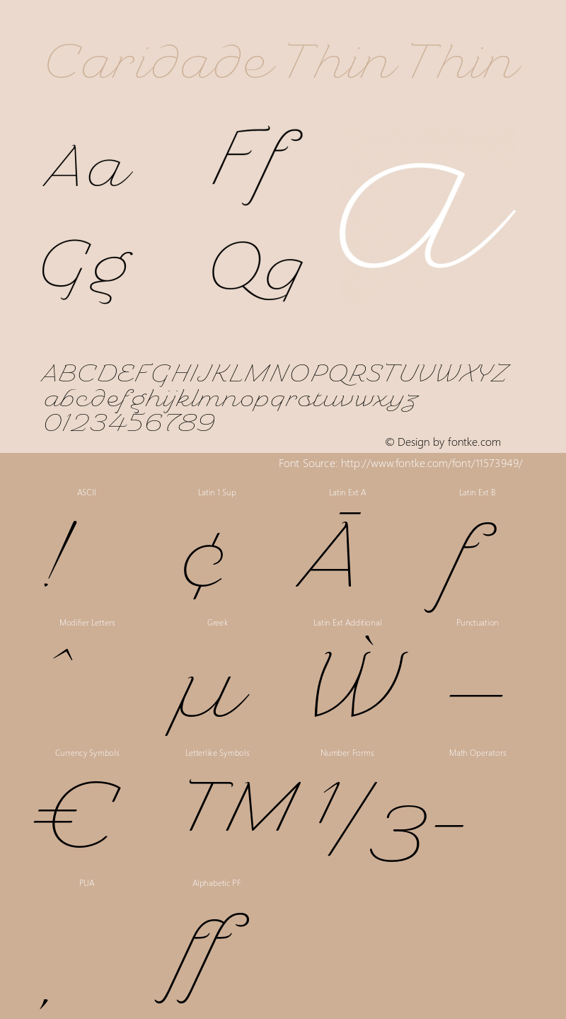 Caridade Thin Thin Version 1.000 2006 initial release Font Sample