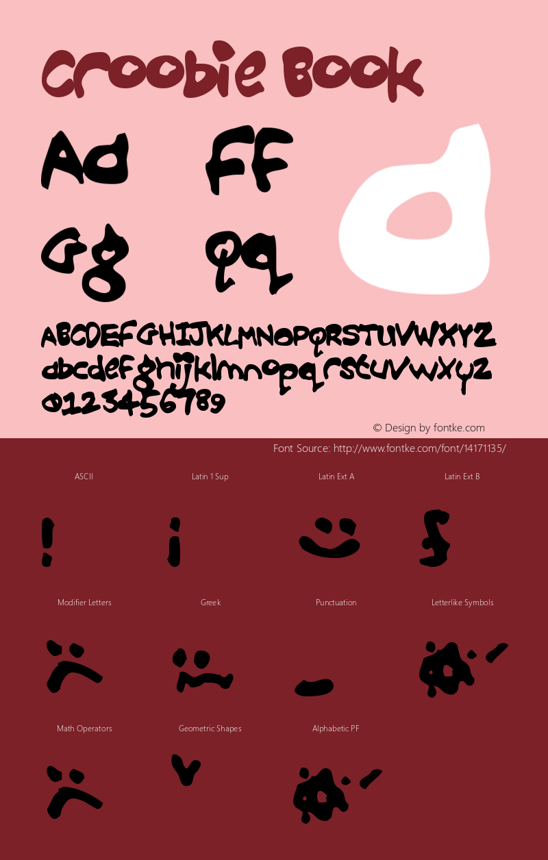 Croobie Book Version Macromedia Fontograp Font Sample