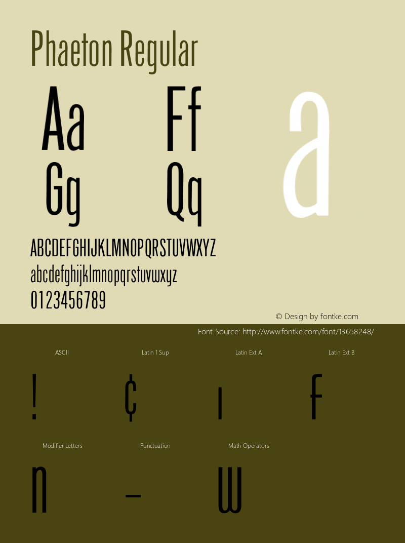 Phaeton Regular 001.000 Font Sample