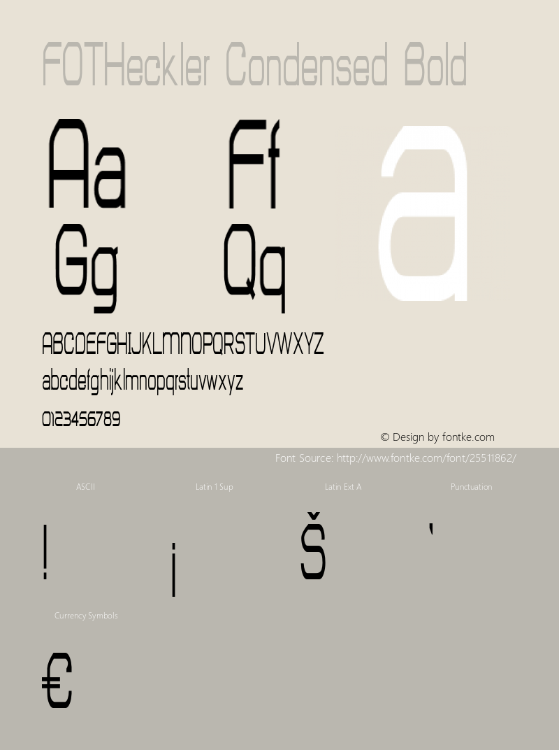 FOTHeckler-CondensedBold Version 1.000 Font Sample