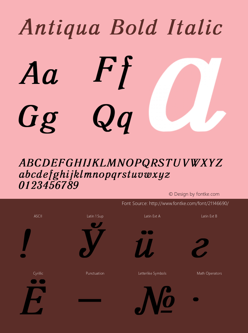 Antiqua Bold Italic Converted from d:\windows\system\ANT46___.BF1 by ALLTYPE Font Sample