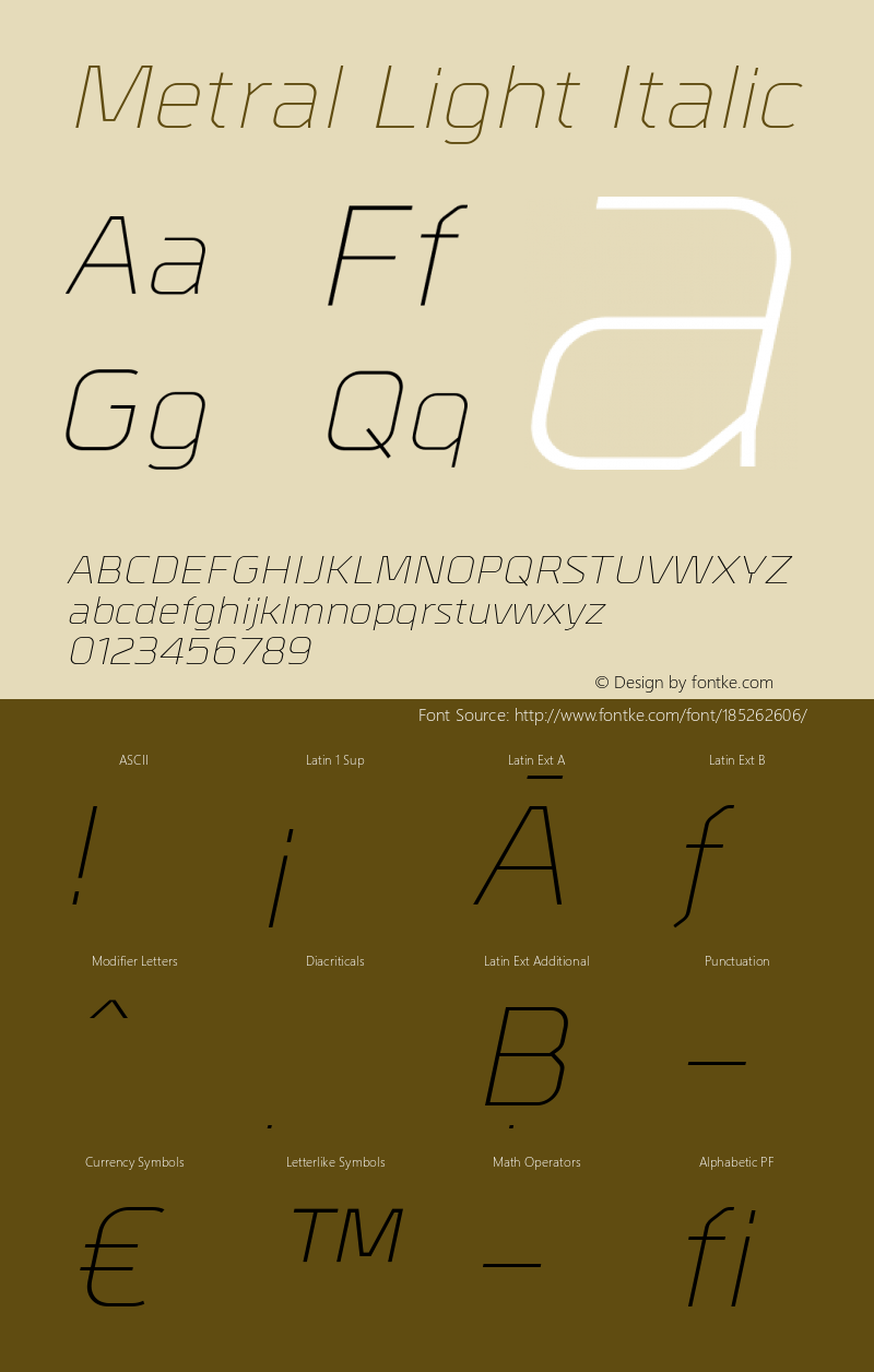 Metral-LightItalic Version 1.10图片样张