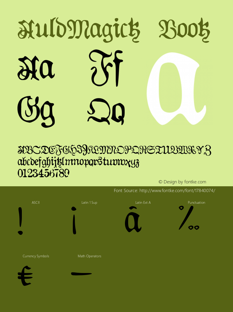 AuldMagick Book Version 1.10 March 8, 2013 Font Sample