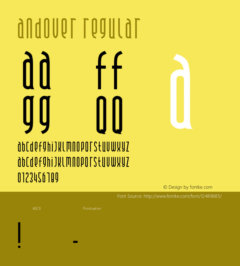 Andover Regular OTF 1.000;PS 001.001;Core 1.0.29 Font Sample