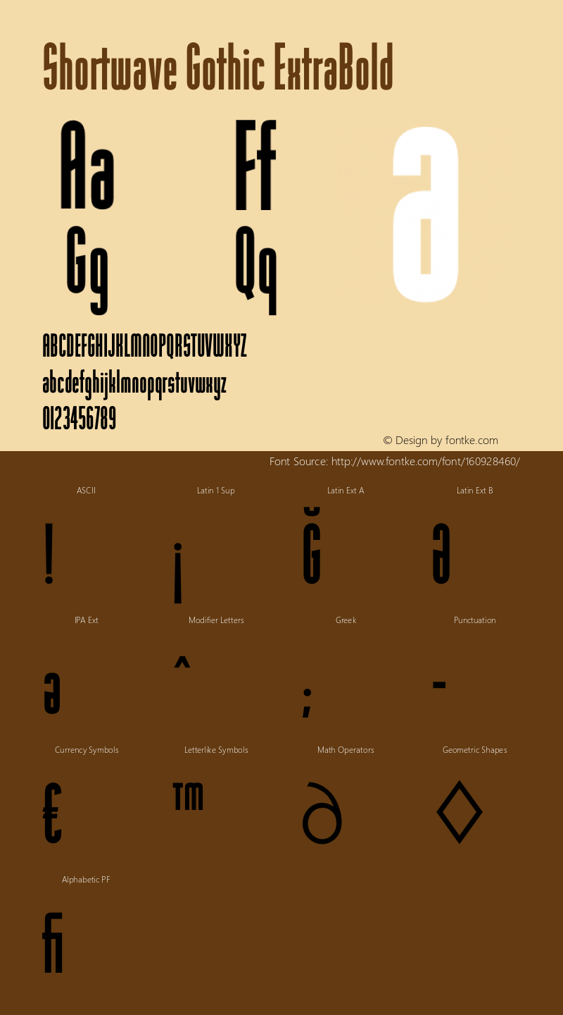 Shortwave Gothic ExtraBold Version 1.05 June 17, 2018 Font Sample