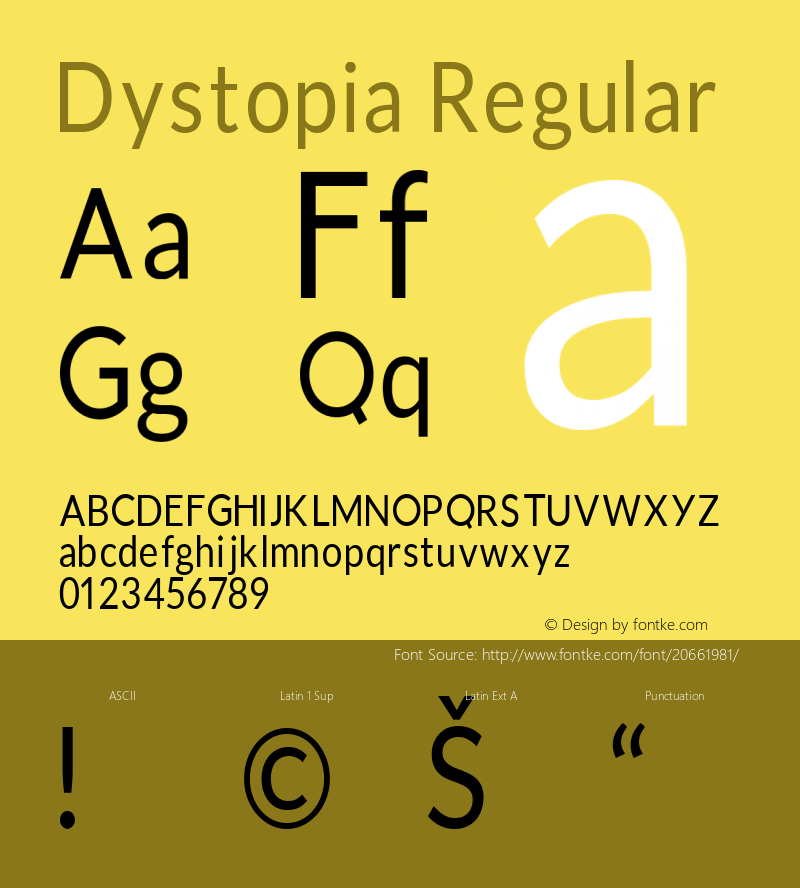Dystopia-Regular Version 001.000 Font Sample