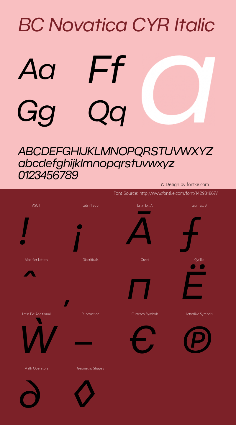 BC Novatica CYR Italic Version 1.000;hotconv 1.0.109;makeotfexe 2.5.65596 Font Sample