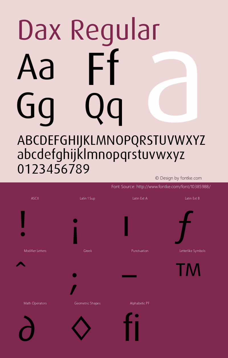 Dax Regular Version 001.000 Font Sample