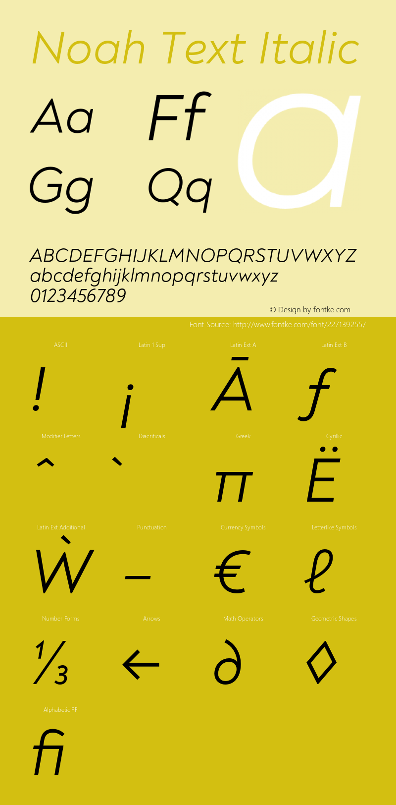 Noah Text Regular Italic Version 1.000;PS 001.000;hotconv 1.0.88;makeotf.lib2.5.64775图片样张