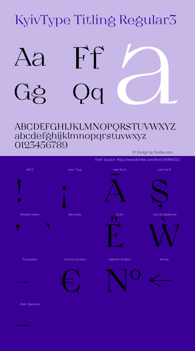 KyivType Titling Regular3 Version 1.002 Font Sample