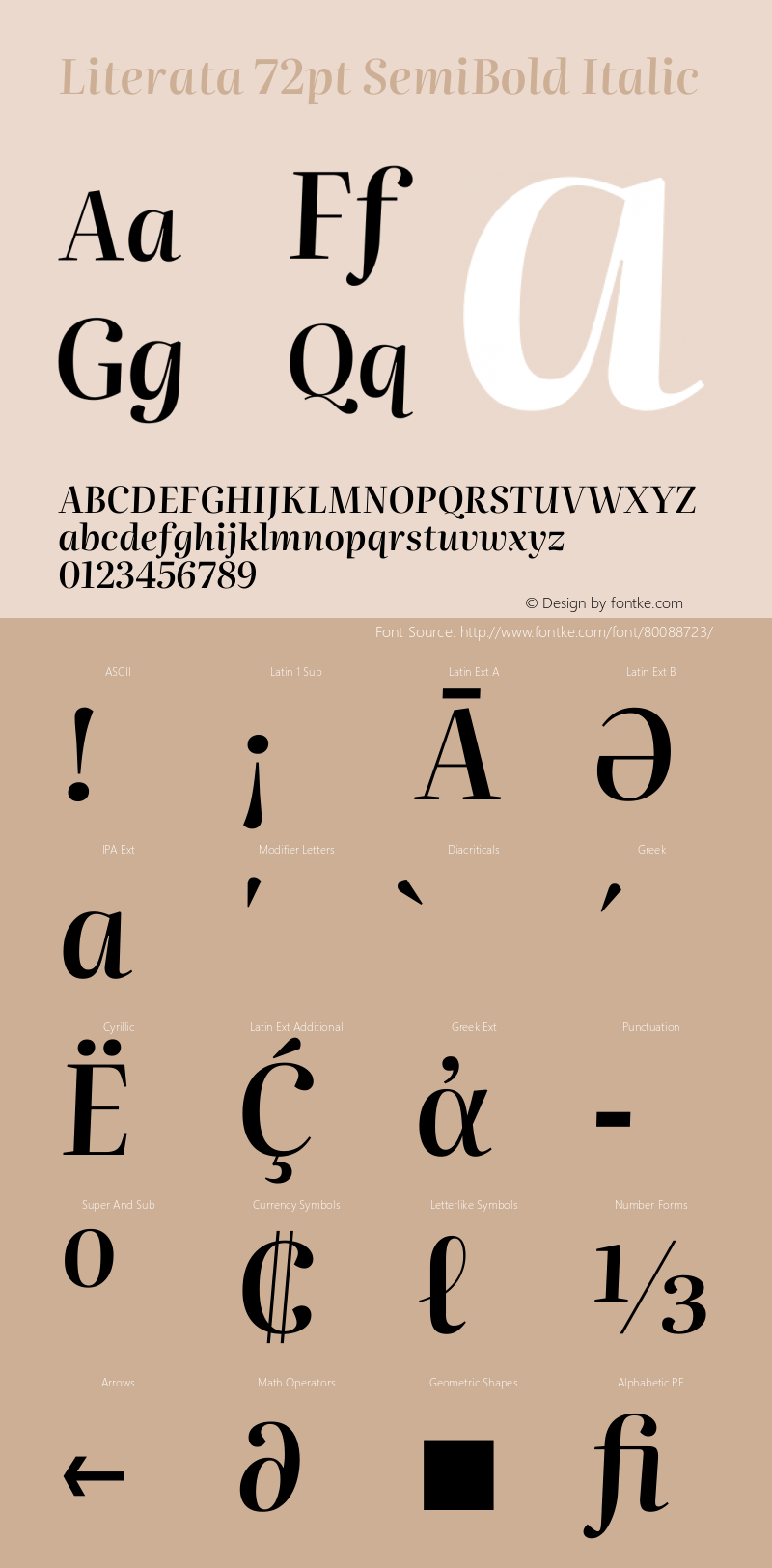 Literata 72pt SemiBold Italic Version 3.002 Font Sample