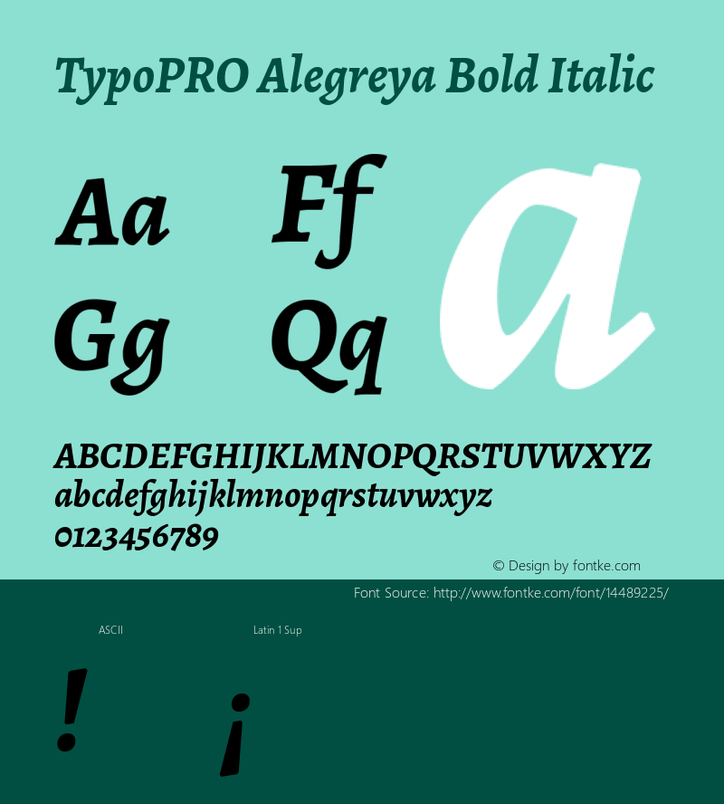 TypoPRO Alegreya Bold Italic Version 1.003 Font Sample