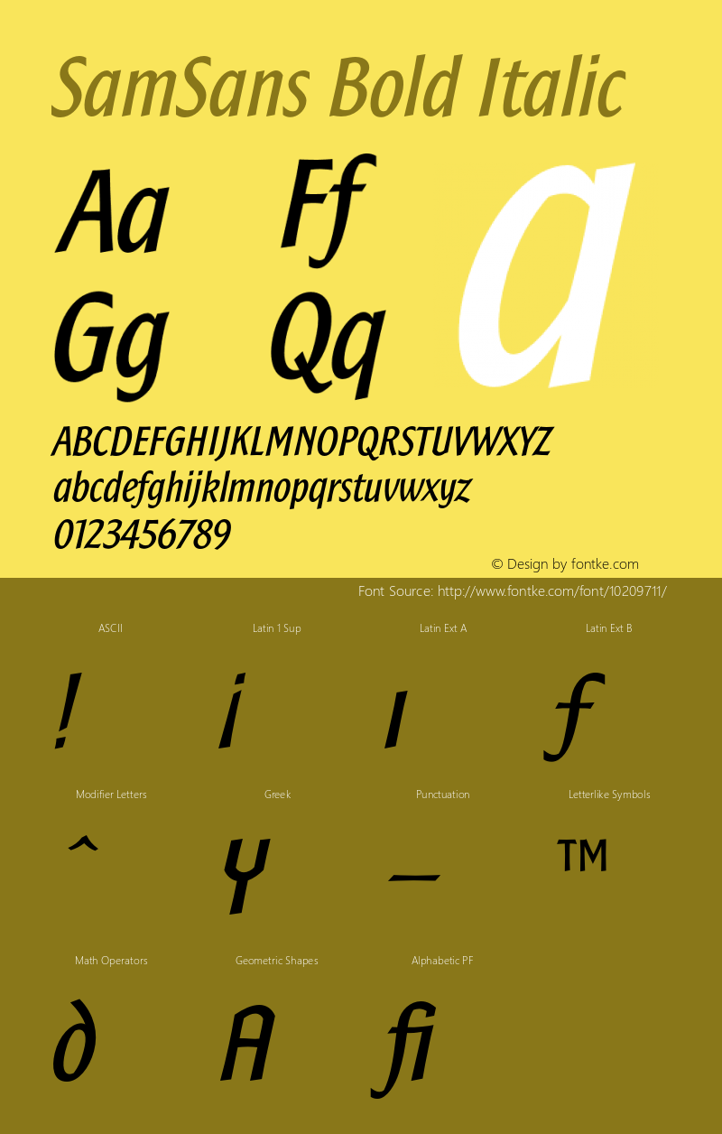 SamSans Bold Italic 001.000 Font Sample