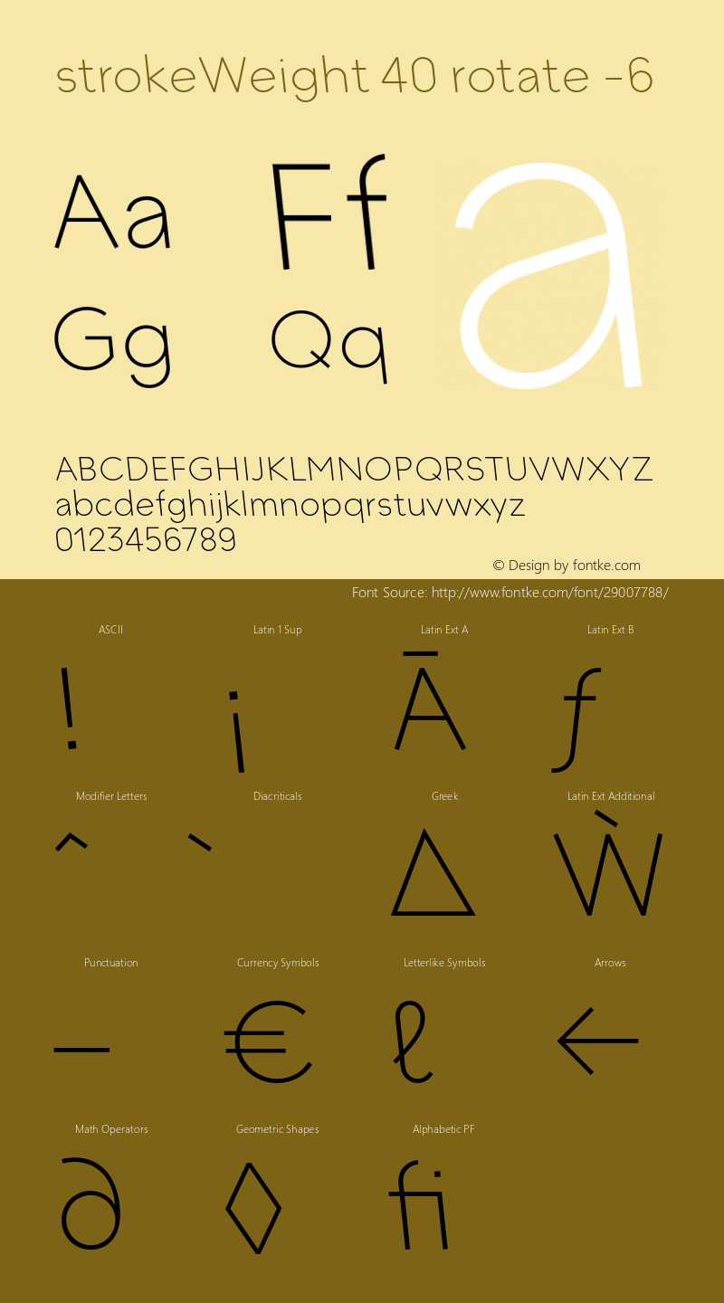 strokeWeight-040rotateL06 Version 1.007 Font Sample