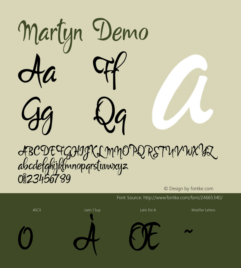 Martyn Demo Version 1.000 Font Sample