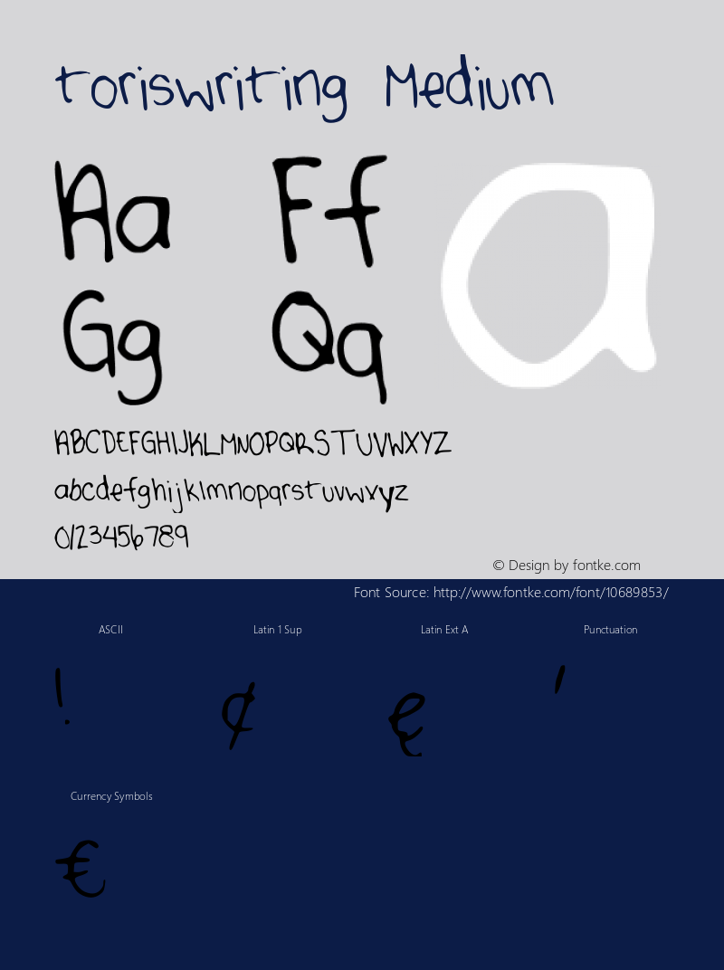 toriswriting Medium Version 001.000 Font Sample